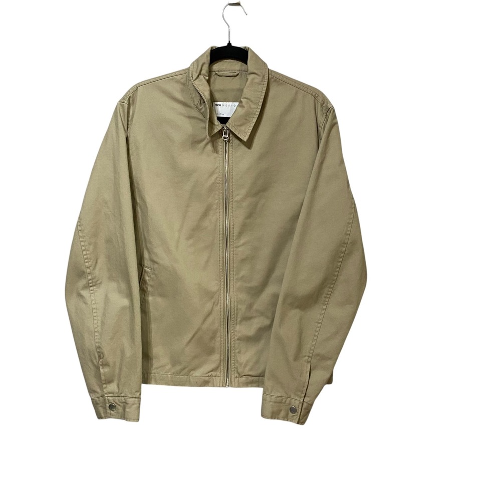 ASOS DESIGN Mens Jacket Tan Khaki Cotton Zip Up Size M 08846130